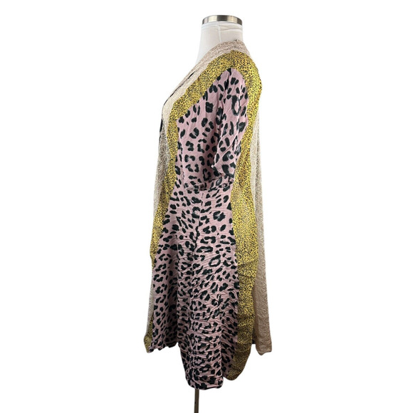 Gigio Boho Animal Print Lagenlook Kimono Cardigan Mesh Duster Plus Size 1XL 1X - Picture 11 of 16